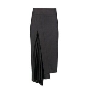 Brunello Cucinelli Plisse Trimmed Wool Blend Midi Skirt in Grey 6